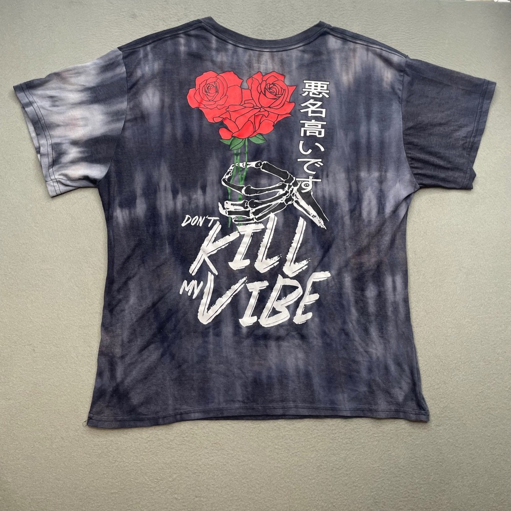 Fresh Laundry Men T-Shirt 2XL Tie Dye Skeleton Rose Don't Kill My Vibe